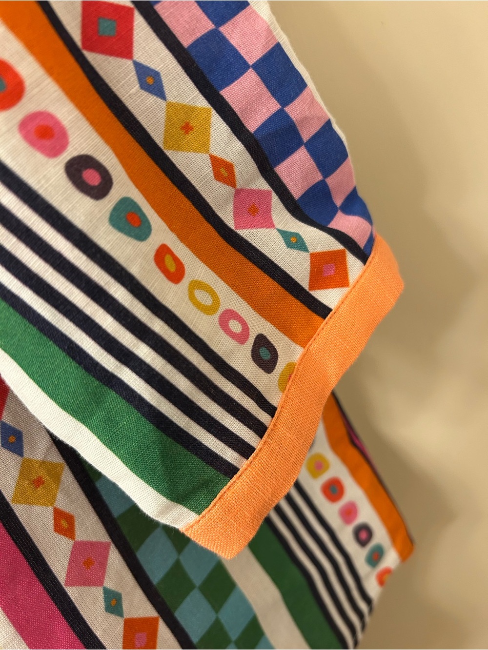 Vilagallo Colorful Geometric Stripe Linen Cotton Blouse Artsy Boho EU 42 US 10.5 - Picture 5 of 5